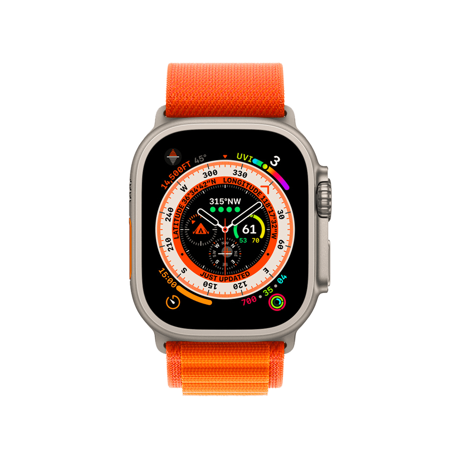 [CITYPNG.COM]Apple Watch Ultra Orange Alpine Front View HD PNG – 1500×1500