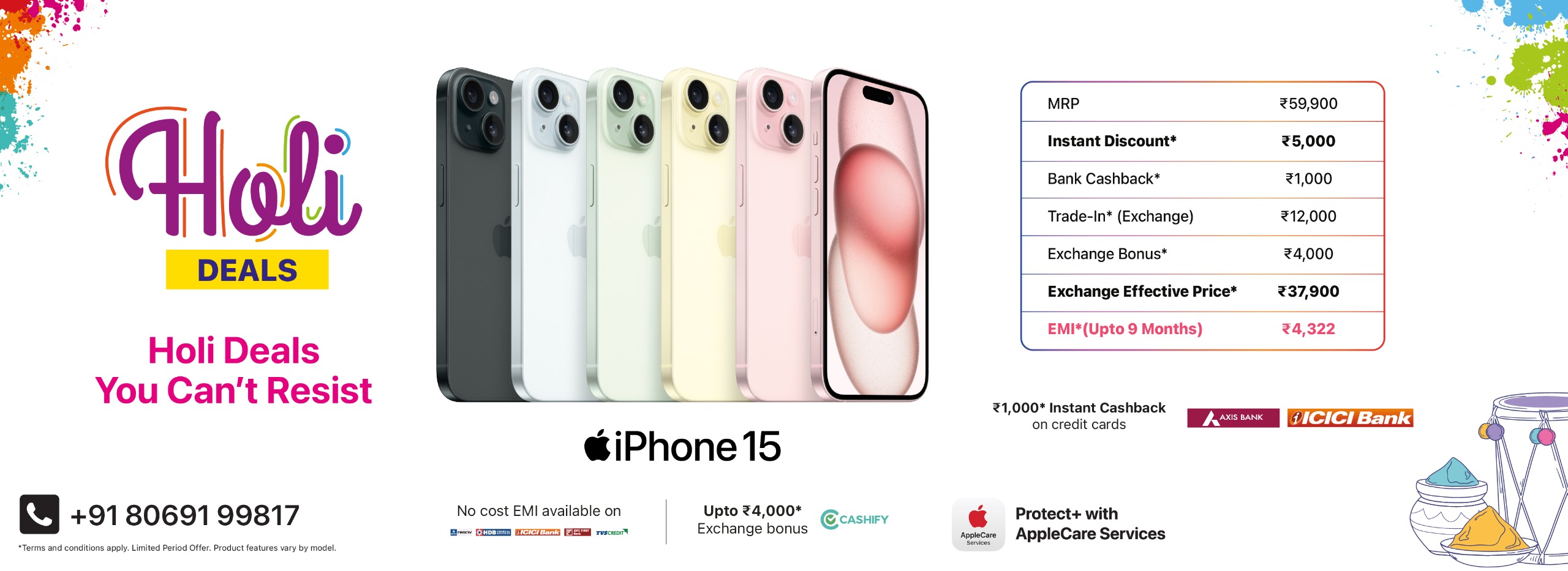 iPhone 15 Holi Banner D