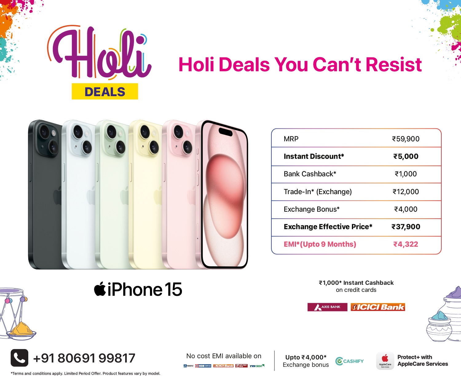 iPhone 15 Holi Banner M