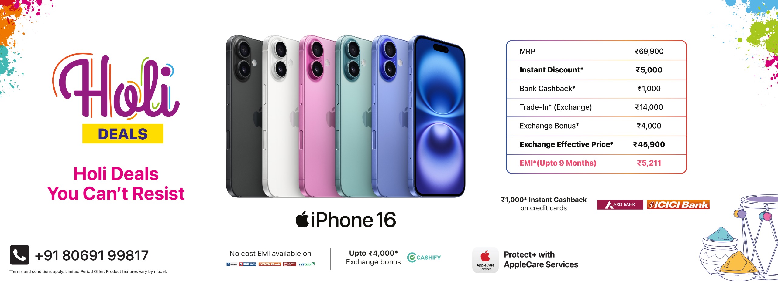 iPhone 16 Holi Banner D