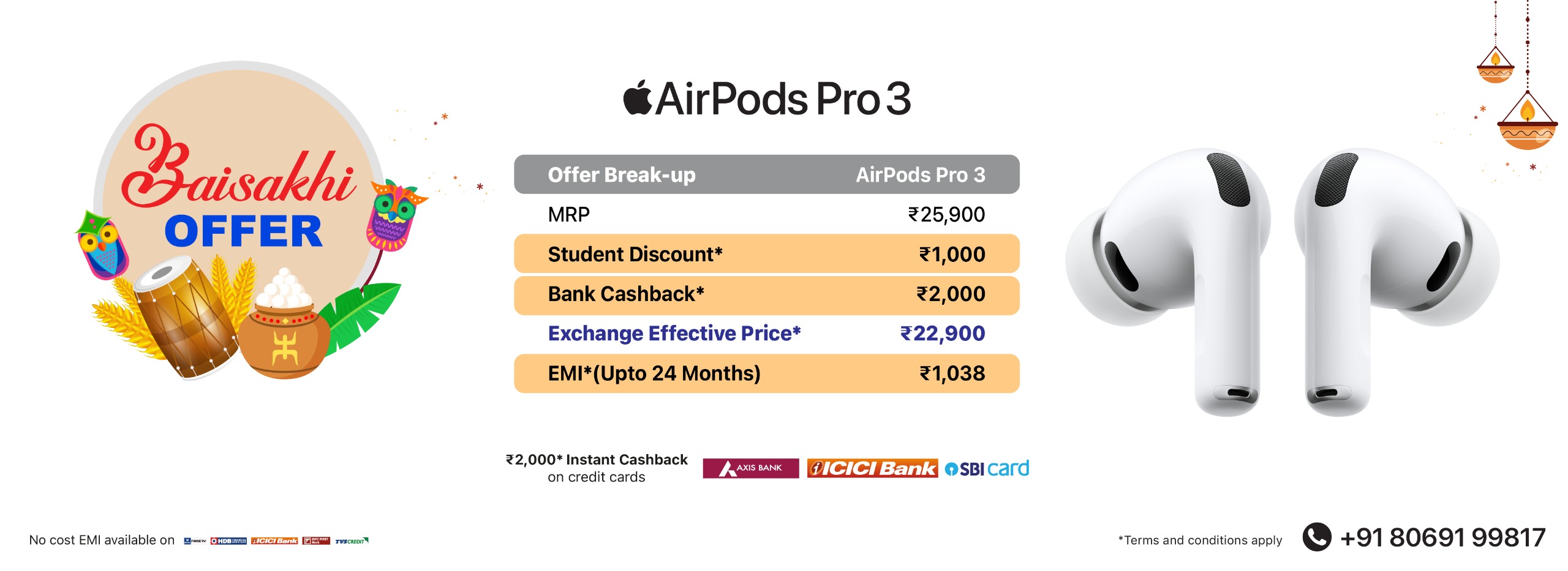Baisakhi AirPods Pro 3 web banner