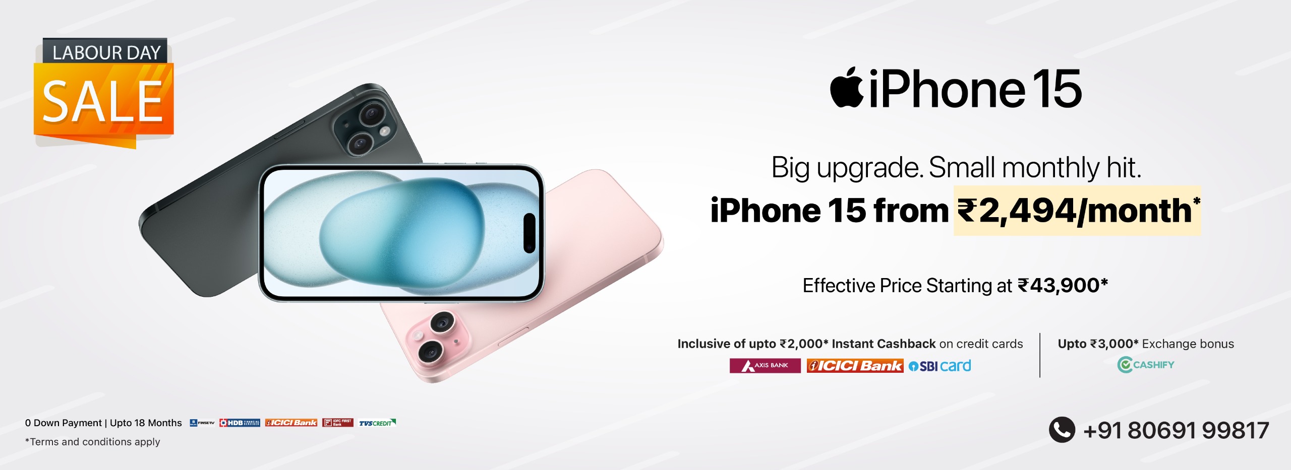 iPhone 15 Labour Day banner d
